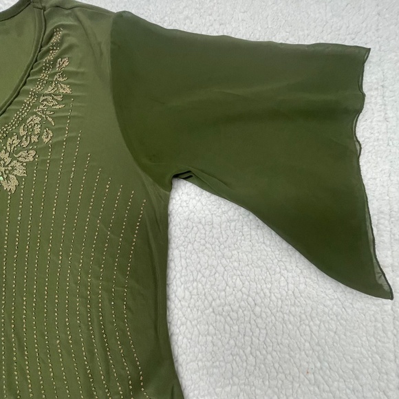 Women’s 3X-Large Fabiola Green Sequins Pattern Top - Picture 7 of 13